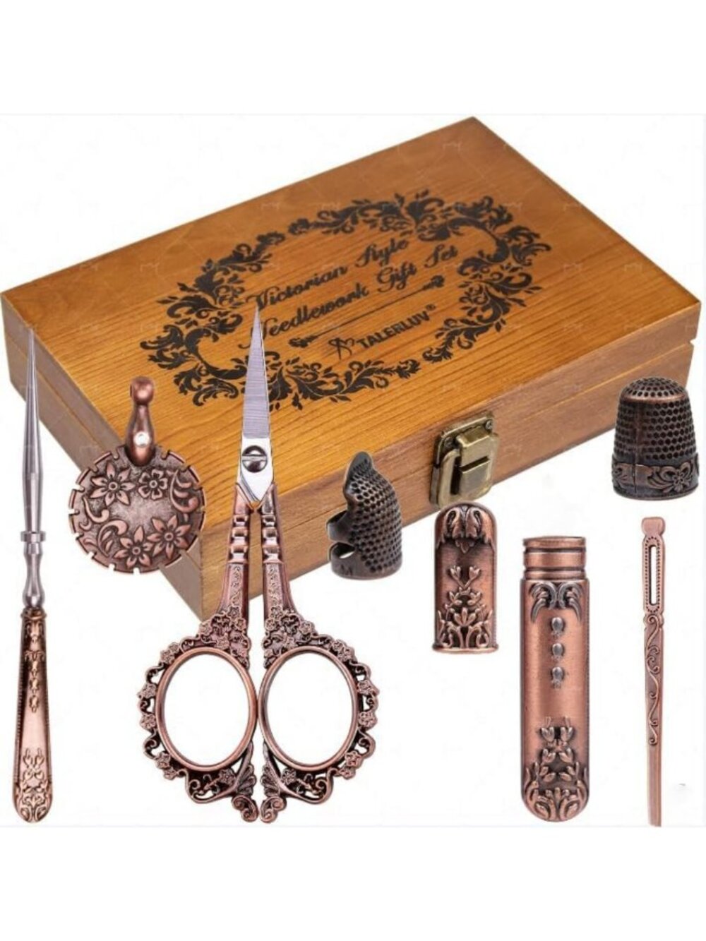 Vintage Embroidery Scissors Kit | Antique Sewing Gift Set with Thimbles